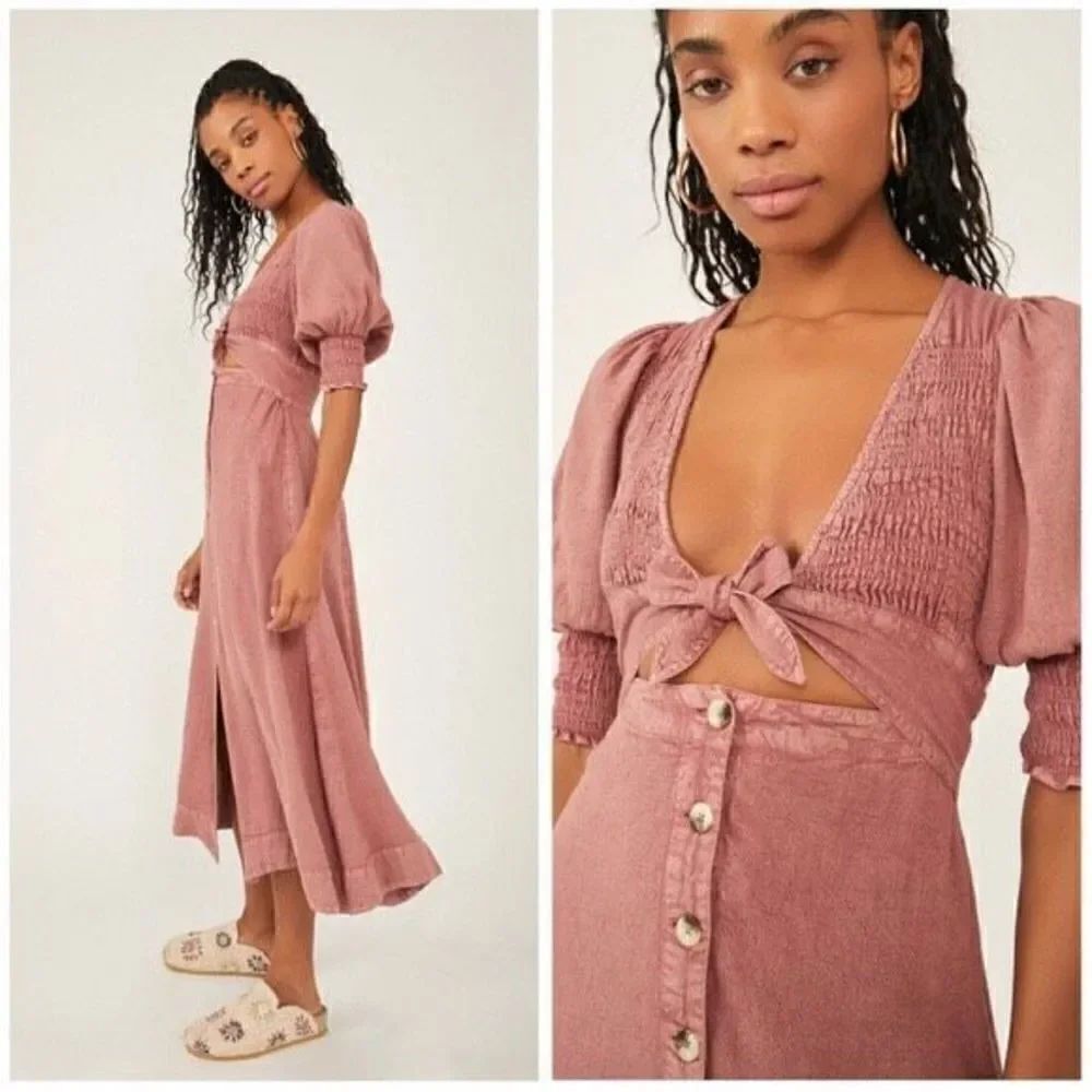 Free People - String Of Hearts Maxi Dress Smocked size Small